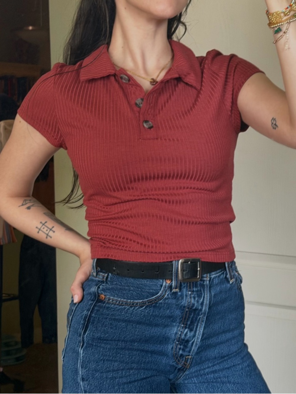 Boutique Rosy Ribbed Top